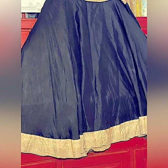 VTG skirt flared Ruffle OOAK Lithuania ethnic zipper acetate fabric plus 18 sz - Picture 2 of 9